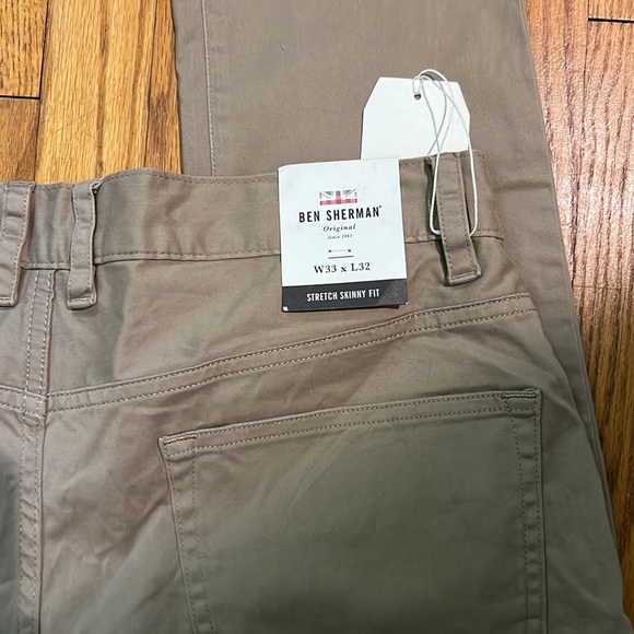 Ben Sherman Stretch Skinny Fit Tan Pants - Picture 4 of 5